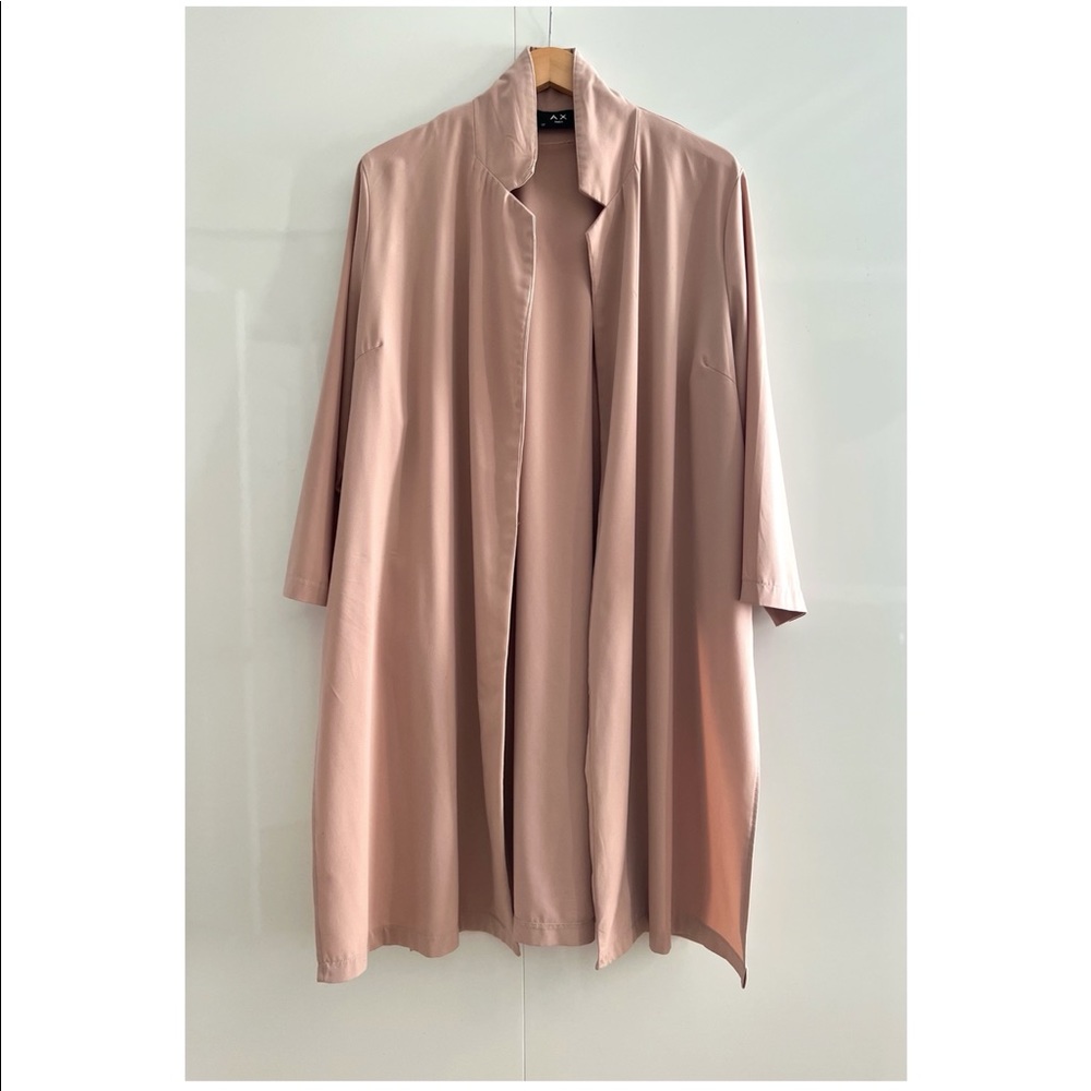 Dusty Pink Beige Neutral Open Front Duster Coat Jacket AX Paris Curve
